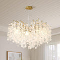 24-Inch Capiz Shell Chandelier, 8-Light Gold Coastal Chandelier, Modern Crystal Tree Branch Chandeliers, Boho Light Fixture for Bedroom, Living Room, Foyer, Entryway, Stairwell