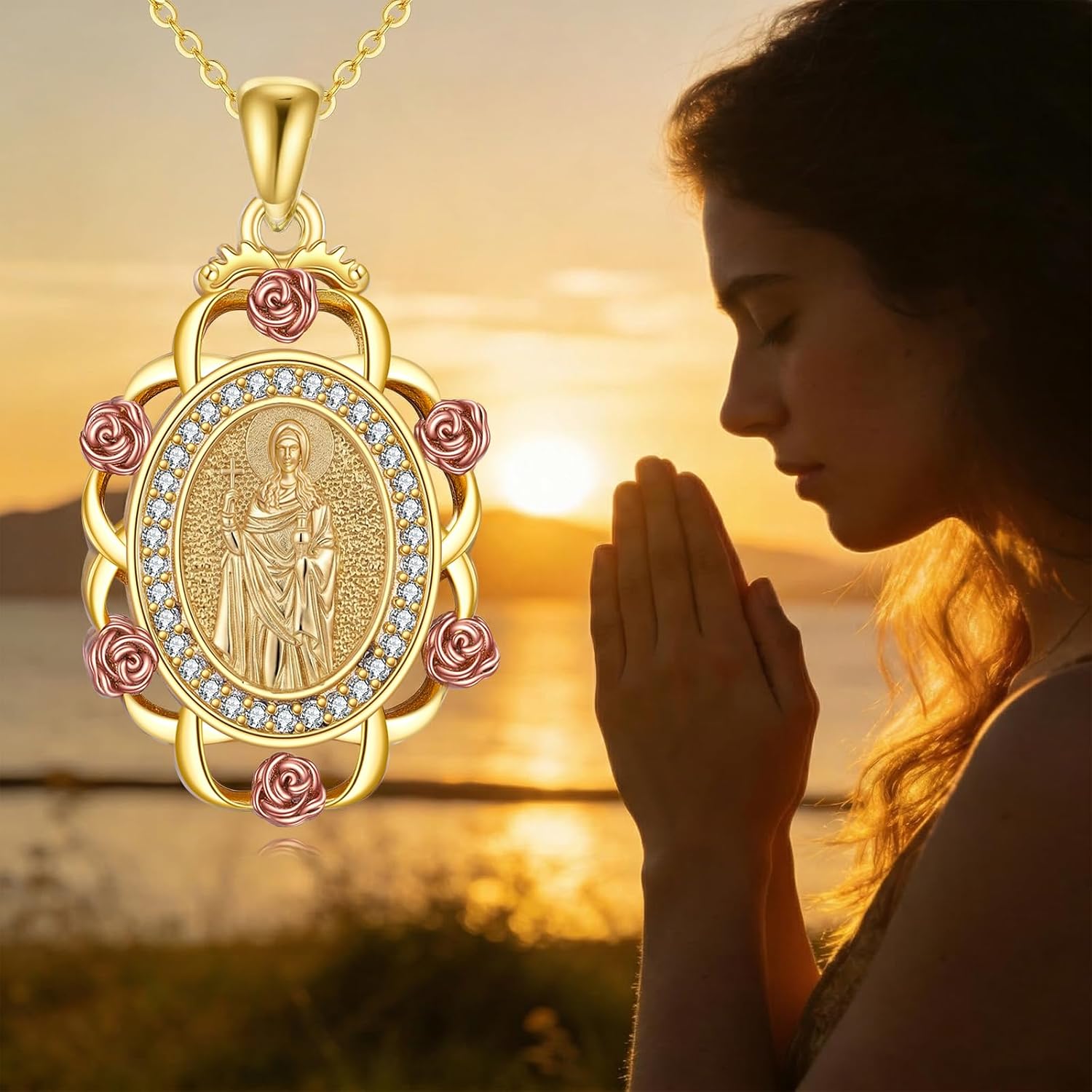 Sterling Silver St Michael/St Christopher/St Barbara/St Jude/St Dymphna/Virgin Mary Necklace Patron Saint Pendant Amulet Medal Religion Jewelry Gifts for Men Women