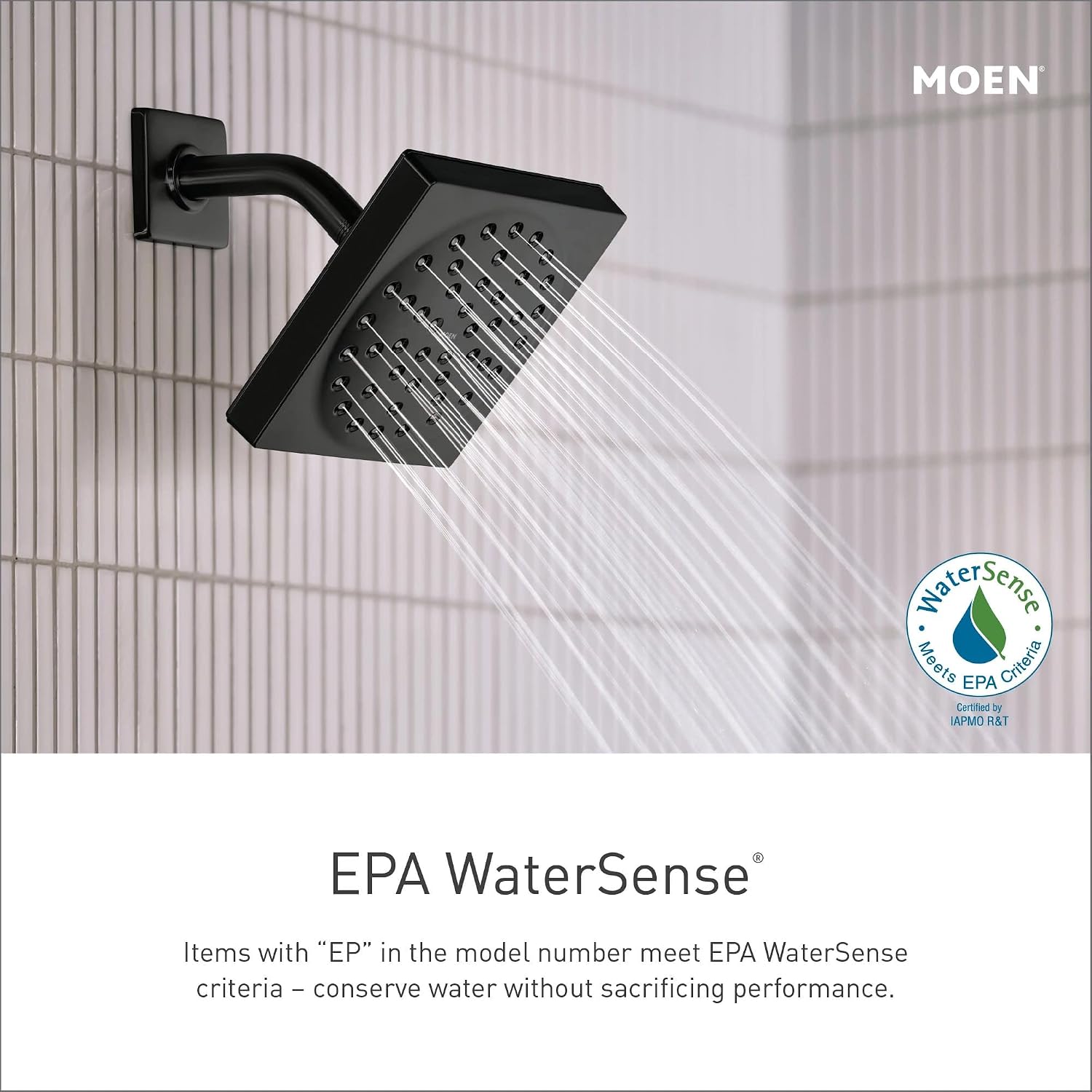 Moen Eco Performance 5 Funtion Handheld Showerhead, 30 Inch Slide Bar and 69 Inch Hose, 3558EPBL