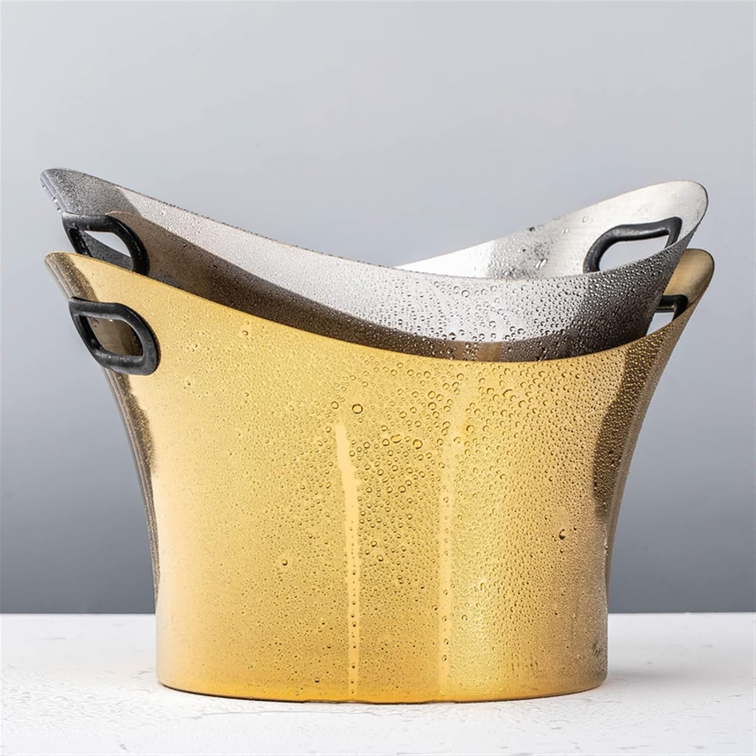 Ice Bucket Champagne Bucket Stainless Steel Ice Bucket Household Red Wine Champagne Ice Wine Bucket Bar Reception KTV Special Ice Wine Bucket Ice Bucket Beverage Tub (Color : Brass)