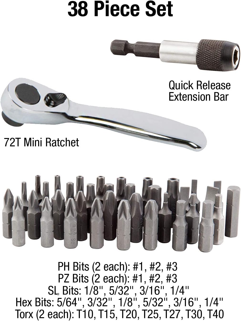 Sunex 9729 Master Bit Set, 208Piece and Sunex 9726 Mini Ratchet and Bit Set, 38-Piece