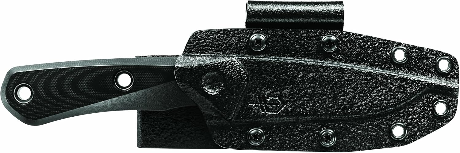 Gerber Gear Terracraft - Fixed Blade Survival Tactical Knife for Bushcraft, Camping, Outdoor & Hunting - Heavy Duty Full Tang Knife with Premium Leather Sheath - Made in USA - Black