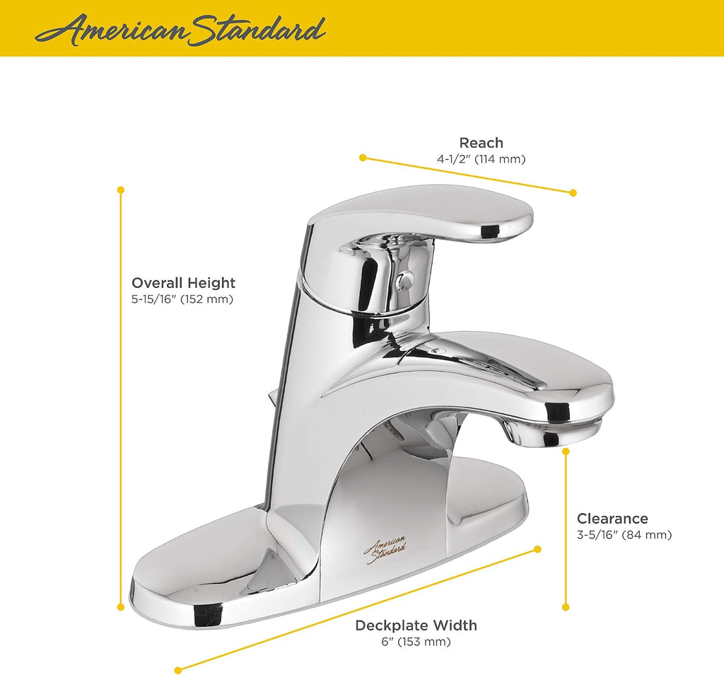 American Standard 7075000.295 Colony Pro Single-Handle Bathroom Faucet with Metal Drain, 1.2 GPM, Brushed Nickel