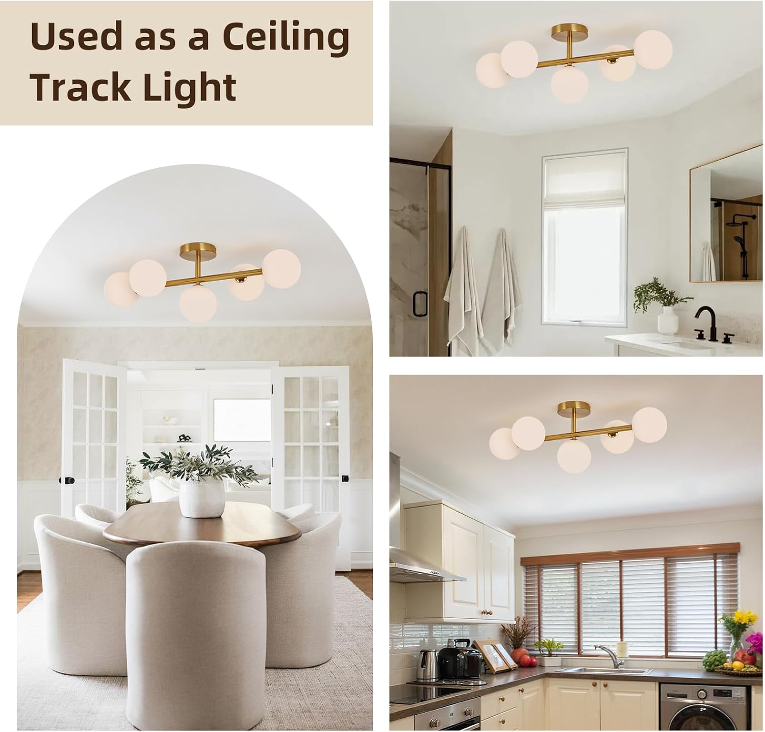 LED Bathroom Vanity Light Fixtures: Modern Gold Brushed Brass 5 Lights Wall Sconce Lighting - Dimmable Vanity Light with Milk White Globe Bubble Glass Shade - Mid century Bathroom Lights over Mirror
