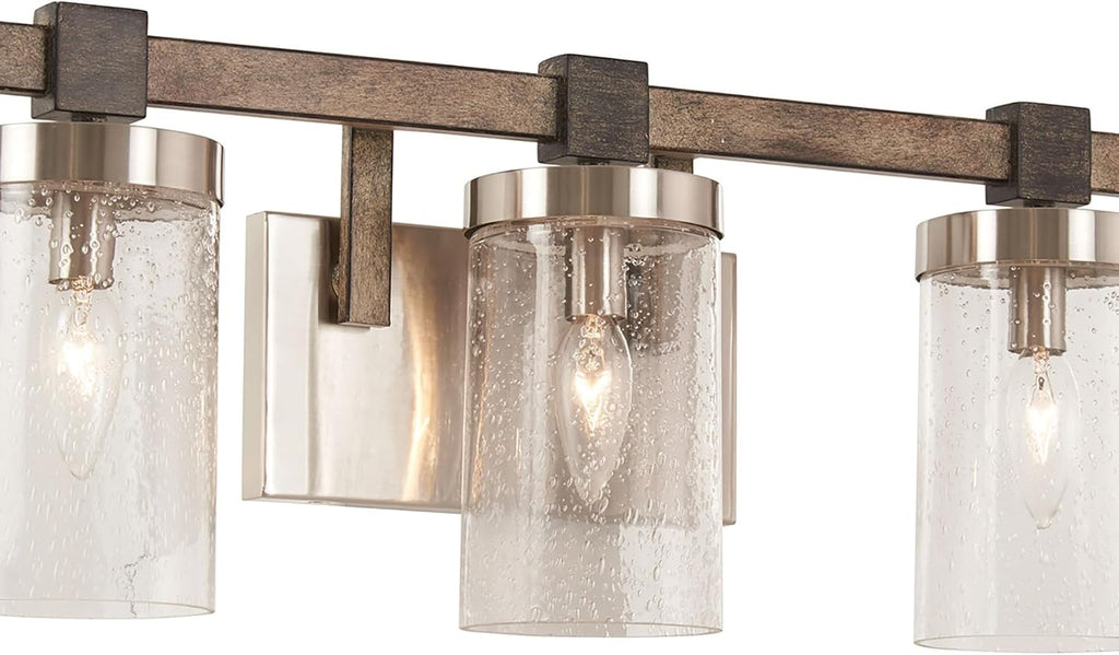 Minka Lavery 4633-106 Bridlewood Vanity Bath Light, 3-Light, 180 Total Watts, 22.5-in H x 8.75-in W, Stone Grey w/Brushed Nickel