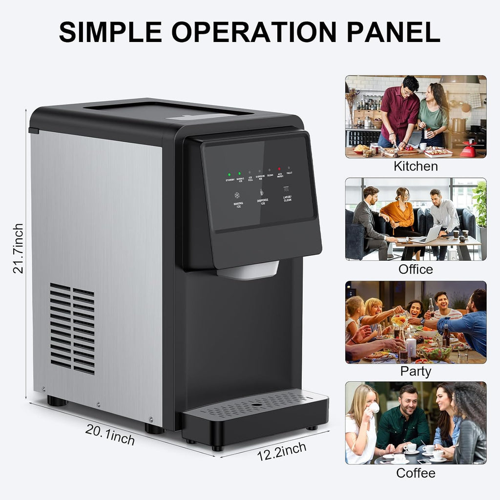 Nugget Ice Maker Countertop, Pellet Crushed Chewable Ice Cubes 70Lbs/24H Ice Dispenser Countertop Stainless Steel Ice Maker Machine with Self-Cleaning for Home Office Kitchen Party