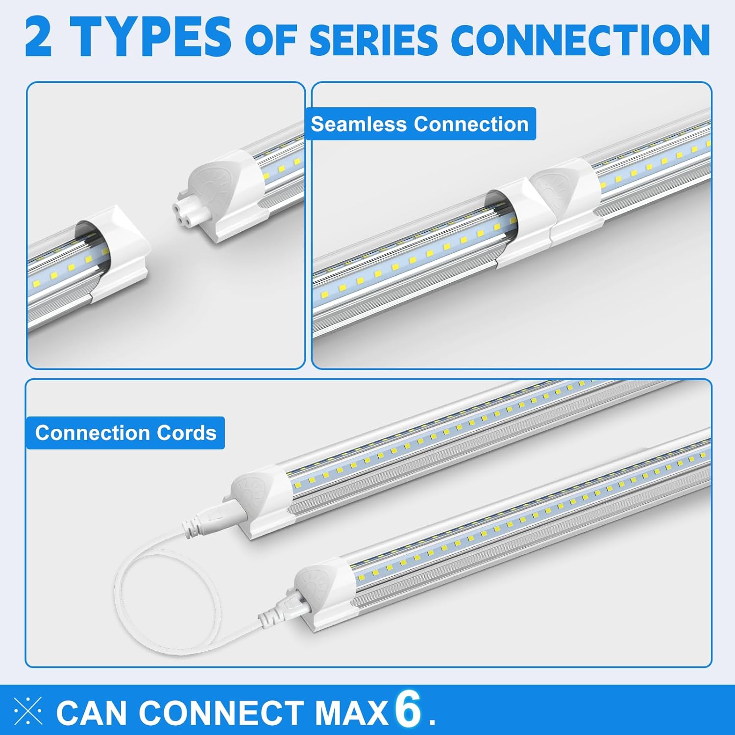 SHOPLED (12-Pack 4FT LED Shop Light, 45W 6300LM 6000K Cool White, Linkable V-Shape T8 LED Tube Lights Fixtures, 4 Foot Shop Lights for Garage Workshop Warehouse, Plug and Play, ETL Listed