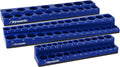 Dynamic 3 Piece Magnetic Socket Organizer Sets, 1/4', 3/8' and 1/2' Drive, SAE and Metric, Quality Tool Box Organizer (3 Pc. Metric Set, Holds 75 Sockets)