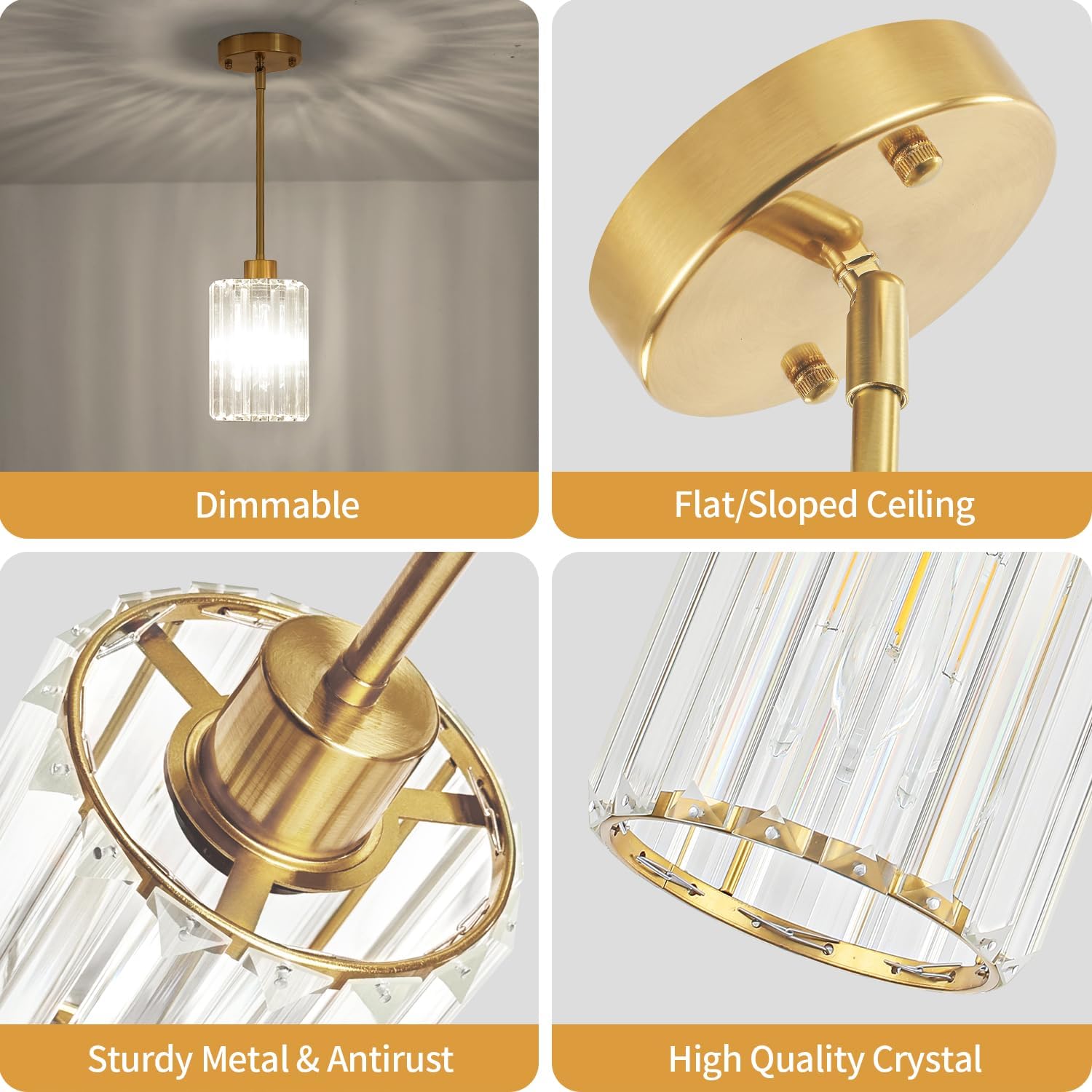 3 Pack Brushed Brass Pendant Lights Kitchen Island, Crystal Pendant Lighting Over Island Hanging Kitchen Lighting Fixtures Hallway Ceiling Lights Modern Pendant Light for Dining Room Bathroom Foyer