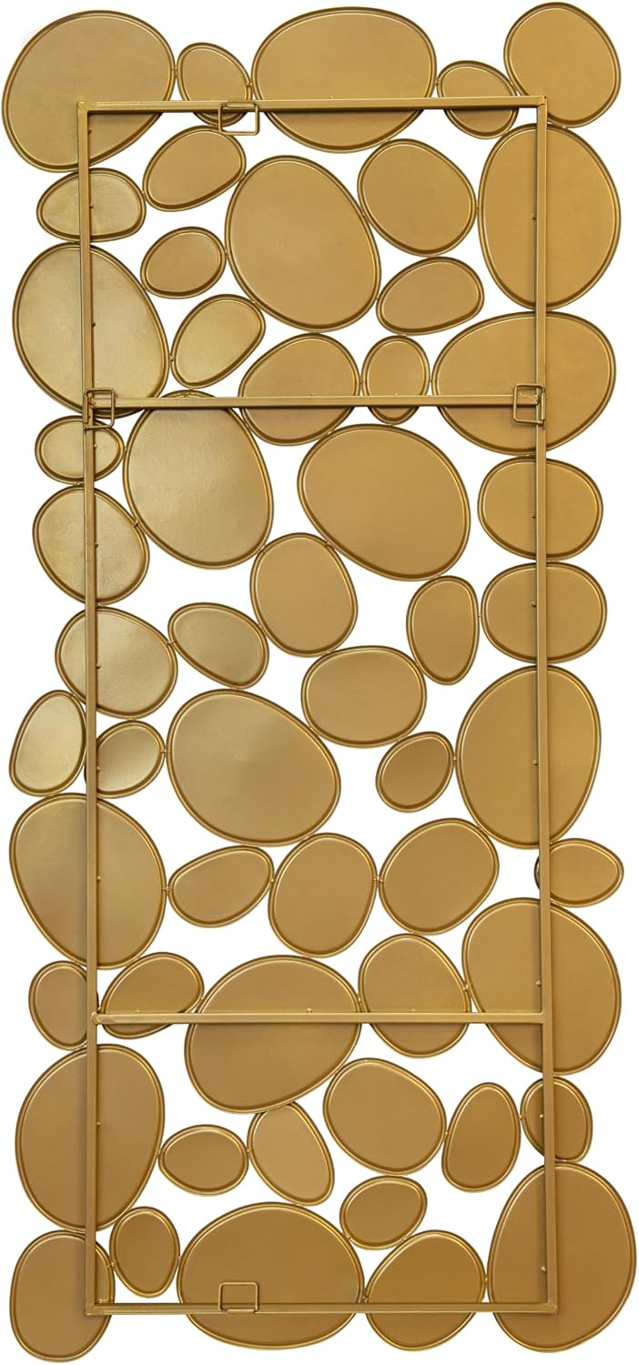 Gold Wall Mirrors Decorative - 51'x23' Large Modern Wall Mirror for Home Decor, 55 Pieces Multi-Size Pebble Design Metal Framed Accent Mirror for Entryway Bedroom Living Room Wall Art Decor