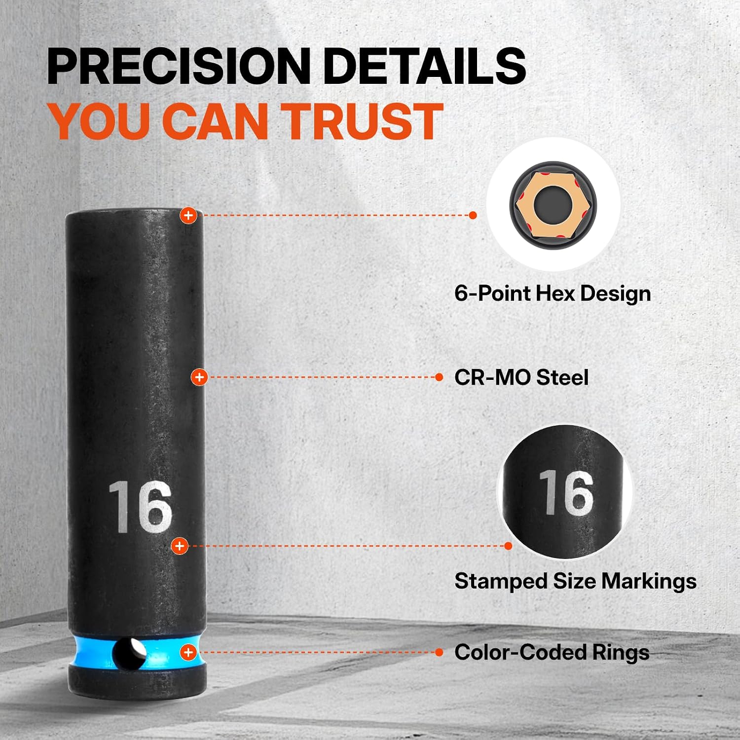 BLACK CANYON 87-Piece 1/2' Drive Impact Socket Set, SAE & Metric Deep & Shallow Sockets, 6-Point Cr-Mo Impact Grade Steel, Extension Bars, Universal Joint & Storage Case for Automotive Repair
