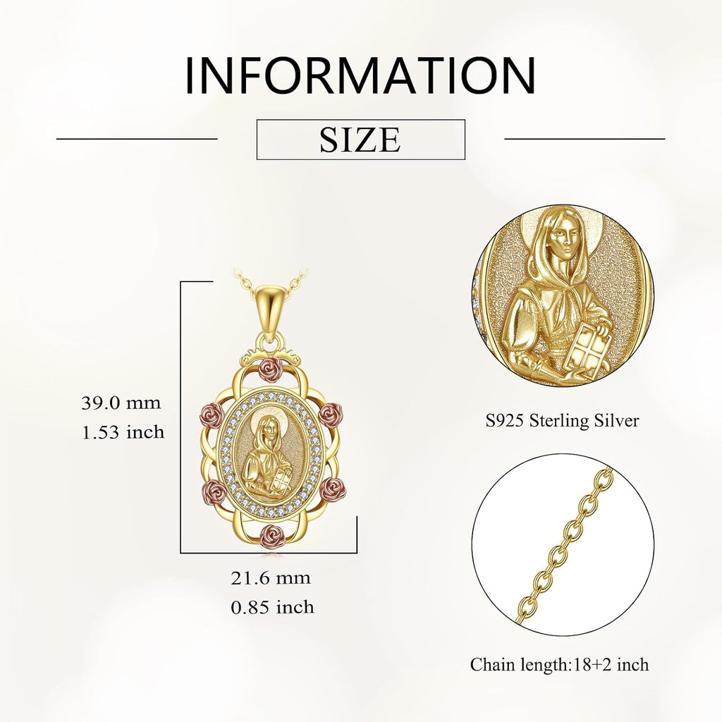 Sterling Silver St Michael/St Christopher/St Barbara/St Jude/St Dymphna/Virgin Mary Necklace Patron Saint Pendant Amulet Medal Religion Jewelry Gifts for Men Women