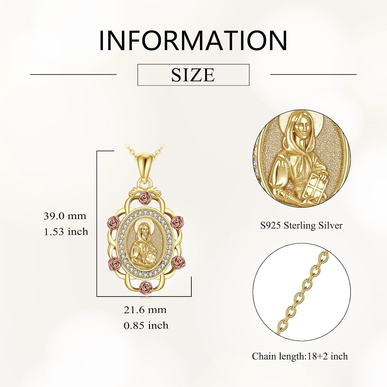 Sterling Silver St Michael/St Christopher/St Barbara/St Jude/St Dymphna/Virgin Mary Necklace Patron Saint Pendant Amulet Medal Religion Jewelry Gifts for Men Women