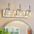 Modern Glass Crystal Vanity Light - Vintage Bathroom Lighting Fixtures Over Mirror, 3 Light Vanity Lights G9 Bulb (19.68 Inch, Nickel)