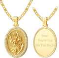 Patron Saint Medals, 14K Gold Catholic Pendant Necklaces, Personalized Christian Jewelry Religious Gifts for Women with 22'+2' Mariner Chain