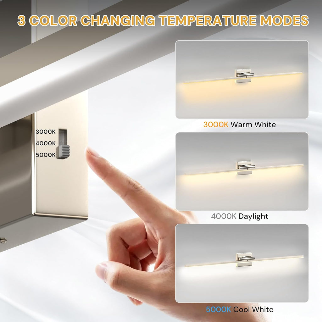 L LOHAS LED 47.3-Inch Bathroom Vanity Light Bar Over Mirror, 180° Rotatable Brushed Nickel Modern Bathroom Light Fixtures, Adjustable LED Vanity Lights for Living Room Wall