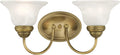Livex Lighting 1532-01 Edgemont 2 Light Vanity Antique Brass with White Alabaster Glass