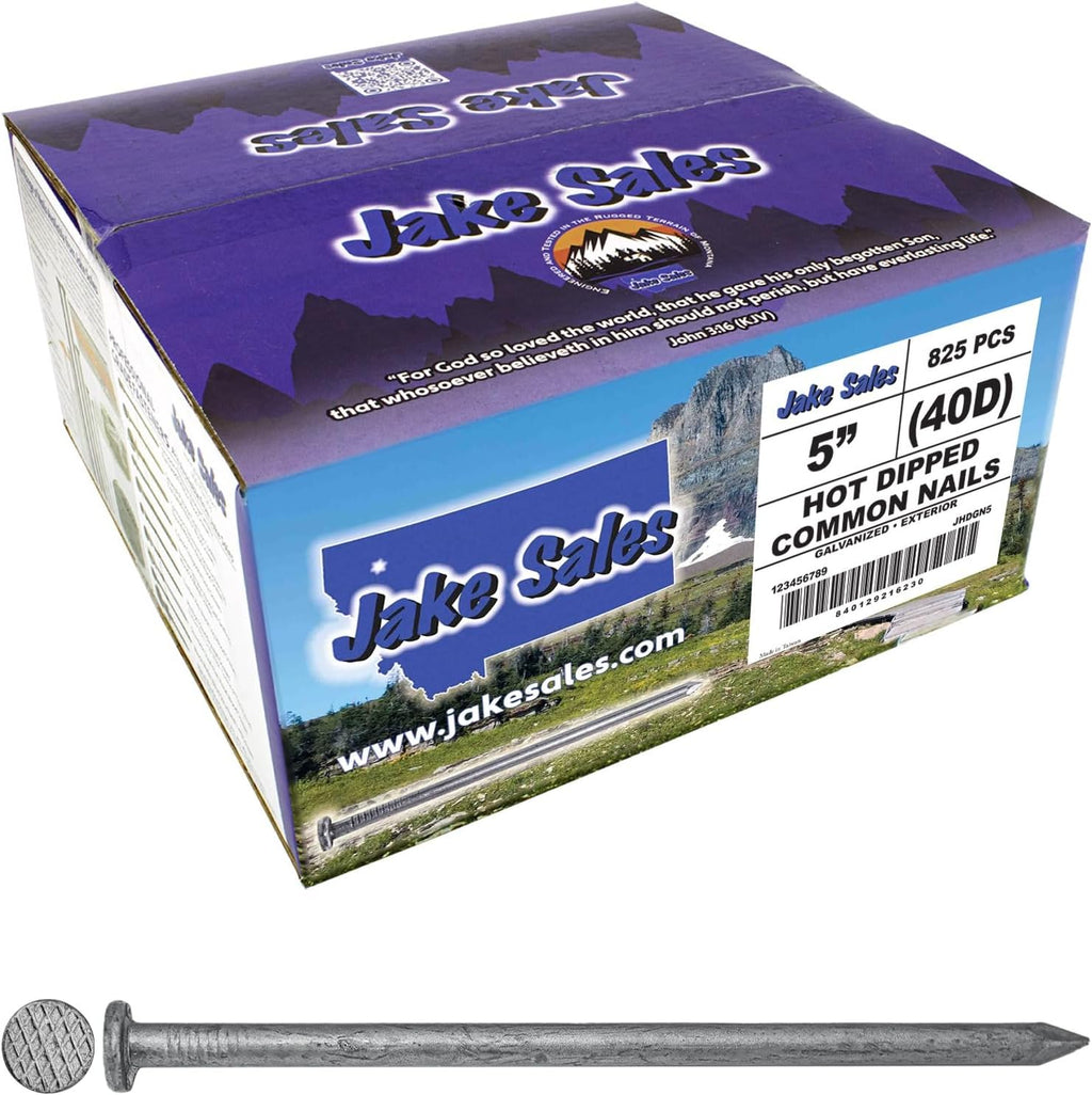 5' Exterior Hot Dipped Galvanized Common Framing Nail (40d) Full Box ~825 Nails