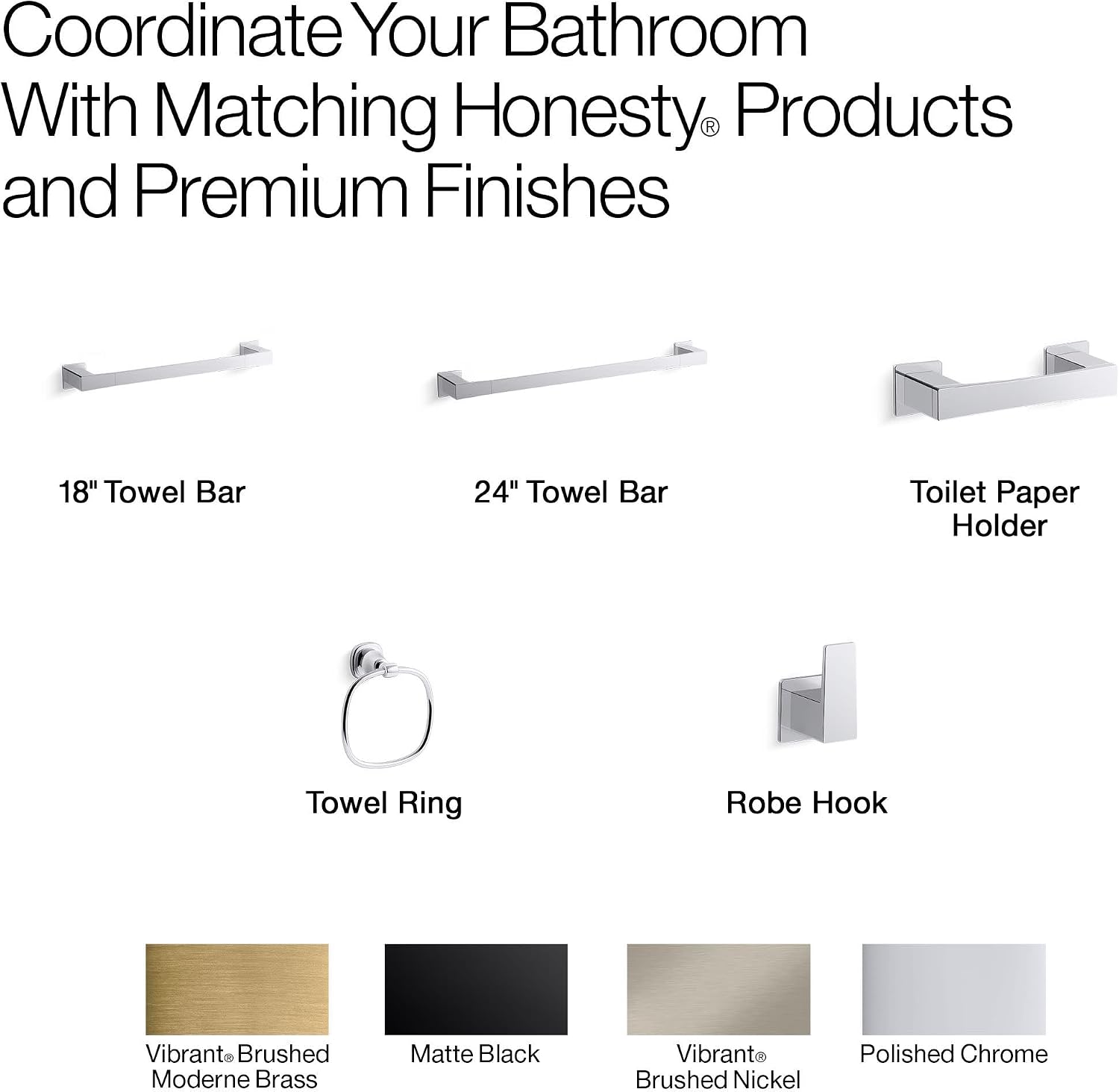 Kohler 26634-BN Honesty® 24' Towel bar, Vibrant Brushed Nickel
