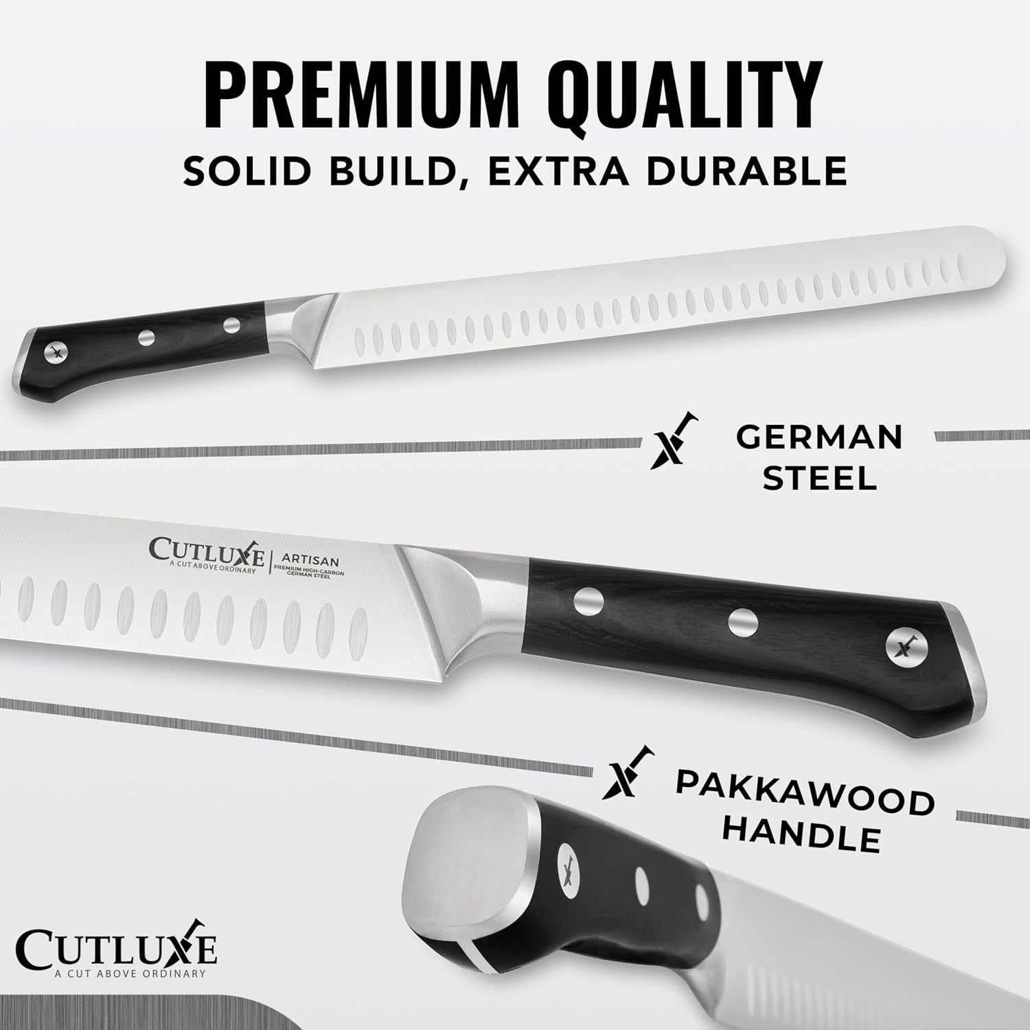 Cutluxe Butcher Knife Set – BBQ Brisket, Breaking & Boning Knife – Slicing Carving Knife Set for Meat Cutting, Ultra Sharp German Steel, Full Tang, Ergonomic Handles, Grilling Gifts for Men