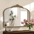 Micasso Vintage Gold Arched Mirror: 36'x29' French Baroque Antique Wall Mounted Mirror - Traditional Ornate Decorative for Wall/Fireplace/Entryway/Bathroom/Hallway - Home Decor for Living Room