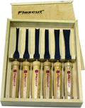 Flexcut Wood Carving Tools | 6-Piece Mallet Starter Set | Wood Carving Chisels and Gouges |1095 High Carbon Steel Blades | Ash Hardwood Handles| MC150 | Made in the U.S.A