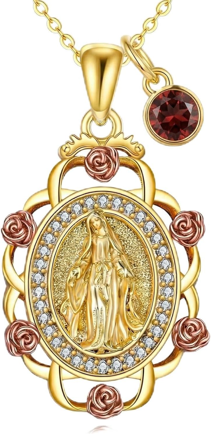 Sterling Silver St Michael/St Christopher/St Barbara/St Jude/St Dymphna/Virgin Mary Necklace Patron Saint Pendant Amulet Medal Religion Jewelry Gifts for Men Women