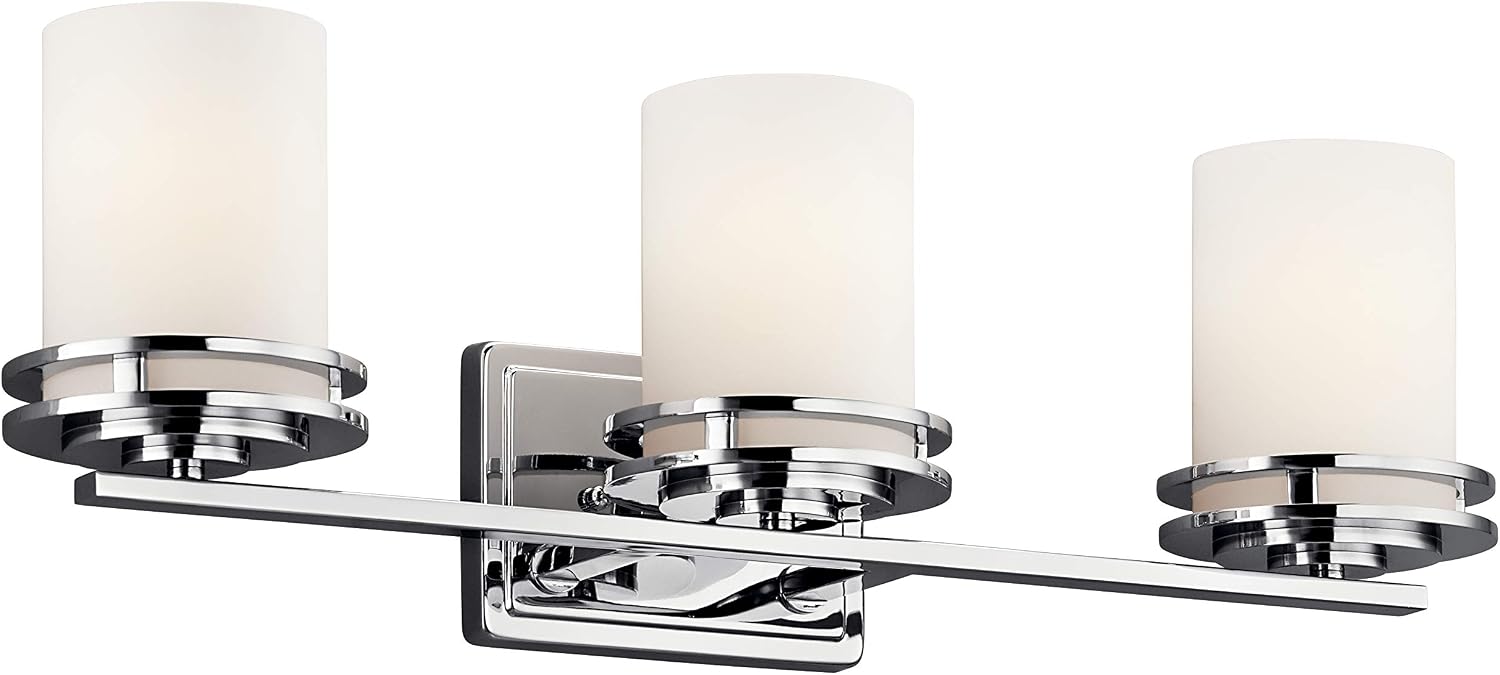 Kichler Hendrik 24' 3 Light Vanity Light with Satin Etched Cased Opal Glass Chrome