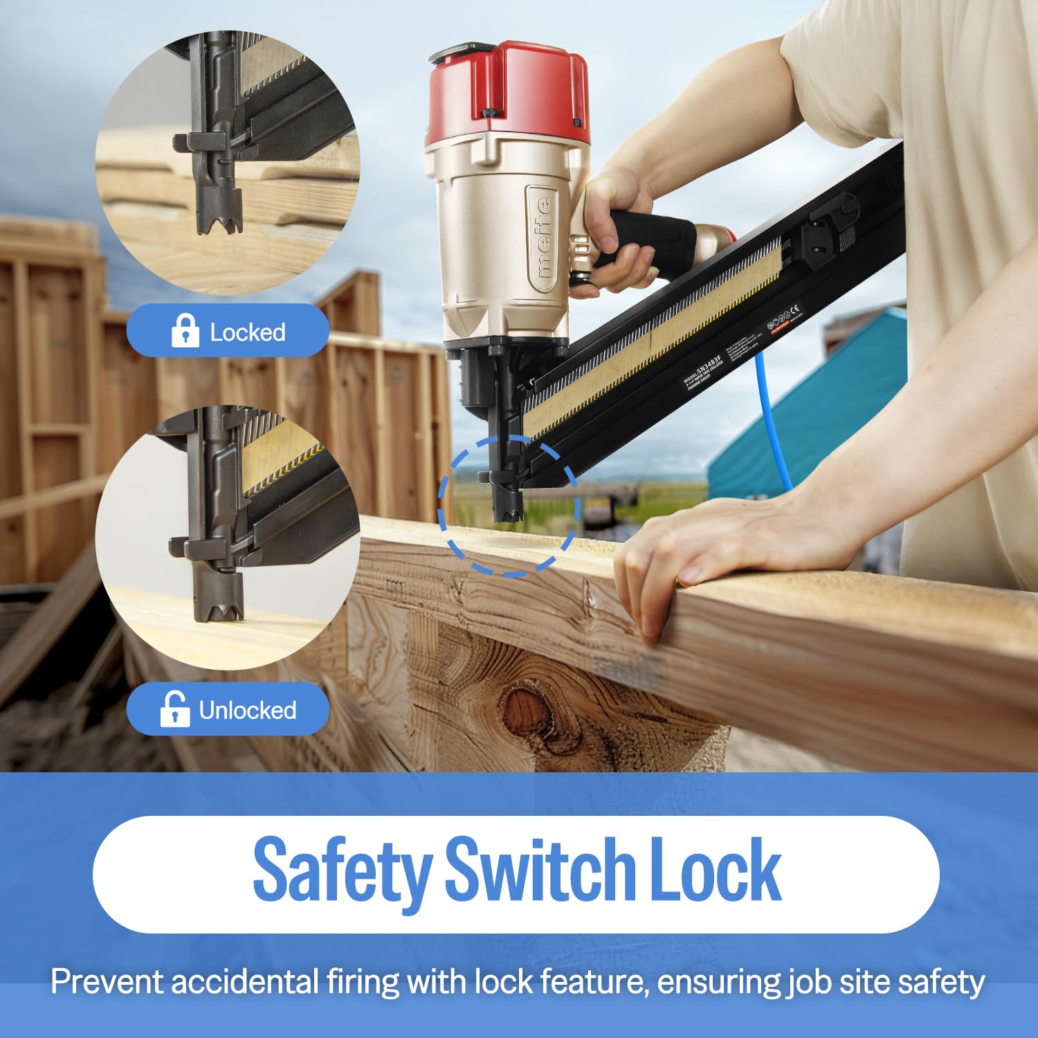 meite SN3483F 30 Degree Framing Nailer with 2-3/8 Inch Framing Nails, Galvanized Paper Collated Framing Nails Smooth Shank for Wall Stud Sheathing Decking 2,000PCS
