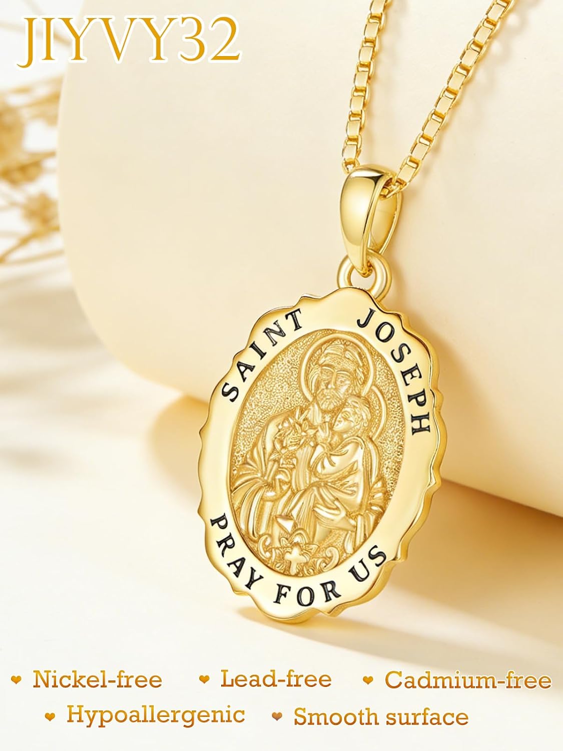 14K Gold Saint Medal Necklace for Women, Catholic Patron Saint Pendant Necklace, Christian Religious Jewelry Gift for Confirmation Baptism Communion Christmas Birthday