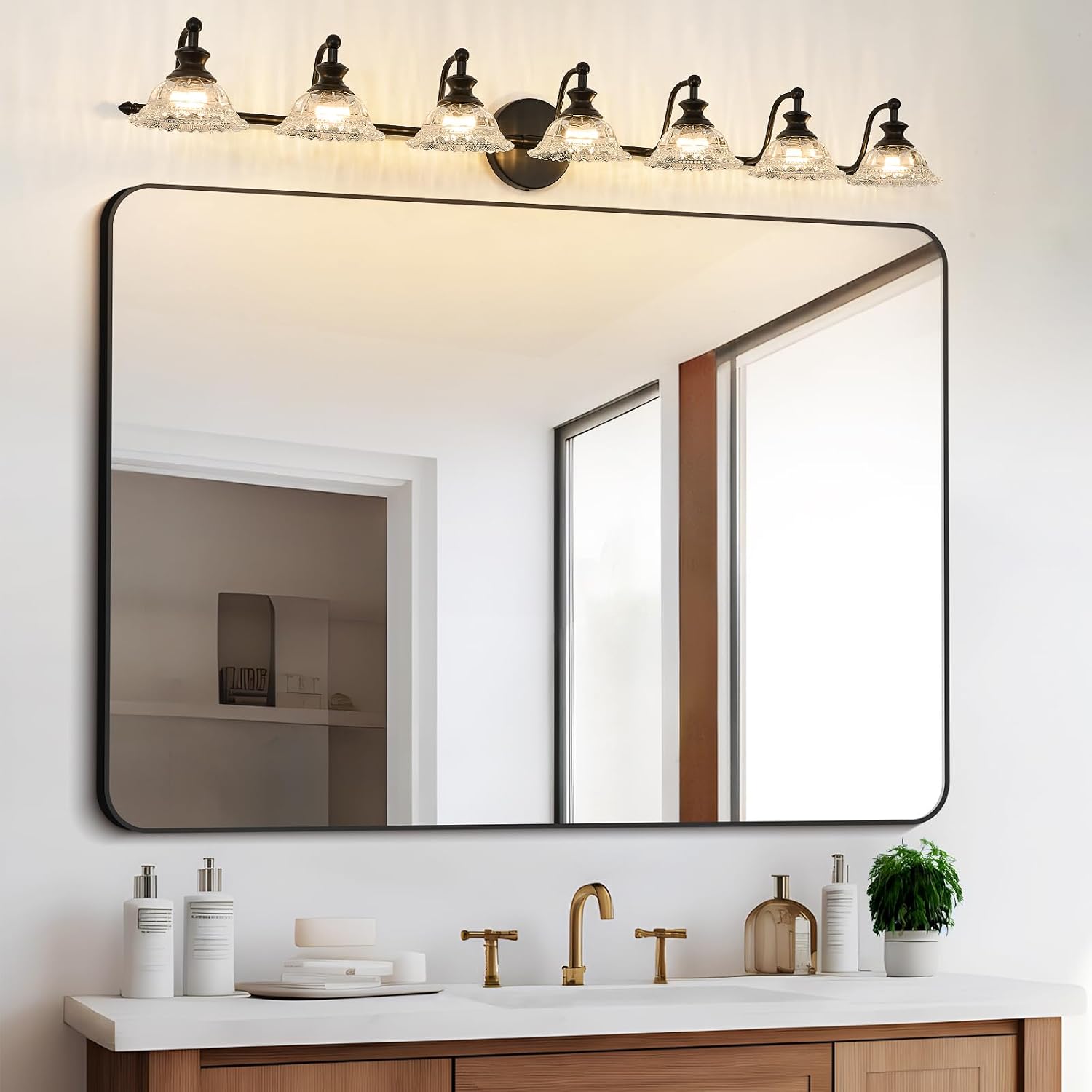 XIEDUN Black 7 Light Vanity Light Bathroom Light Fixtures