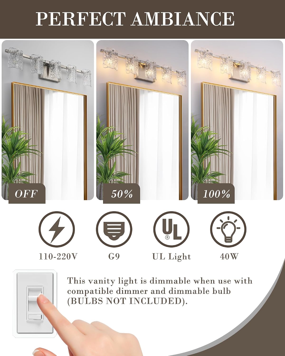 5-Light Bathroom Vanity Light, 31' Brushed Nickel Bathroom Light Fixture Over Mirror with Clear Glass, Modern Bath Wall Sconce Lighting, View Bundled for Installation Tools, OS-MM5002-5BN