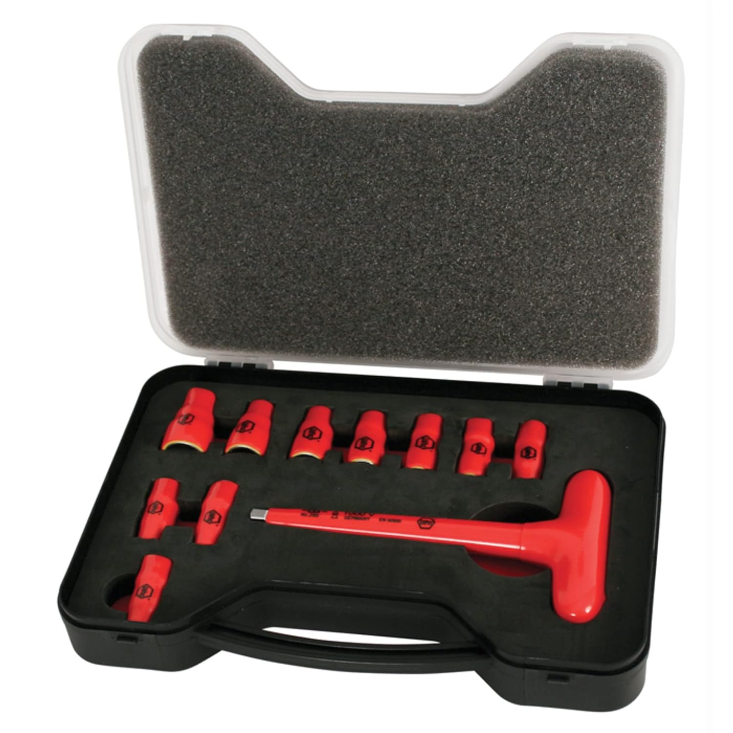 Wiha 31394 T-Handle Socket Set, Insulated 1/4-Inch, Inch, Socket Sizes 3/16, 7/32, 1/4, 9/32, 5/16, 11/32, 3/8, 7/16, 1/2, 9/16 and T-Handle