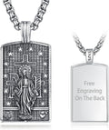 Fathers Day Necklace Saint Medal Sterling Silver Men's Necklaces Pendant St Gerard Dog Tag Catholic Religious Guardian Angel Protection Necklaces Waterproof and Colorfast Suitable Dad Necklace Dad Gifts for Men