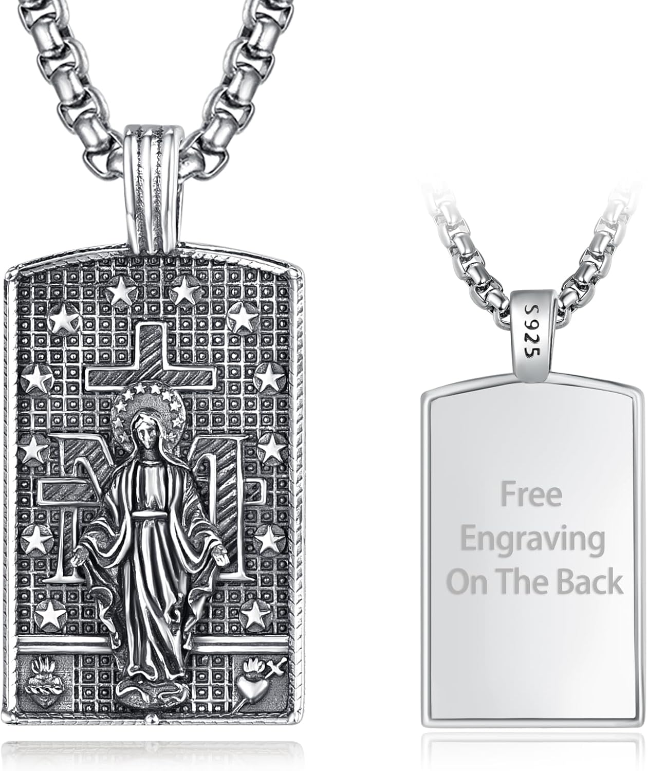 Fathers Day Necklace Saint Medal Sterling Silver Men's Necklaces Pendant St Gerard Dog Tag Catholic Religious Guardian Angel Protection Necklaces Waterproof and Colorfast Suitable Dad Necklace Dad Gifts for Men