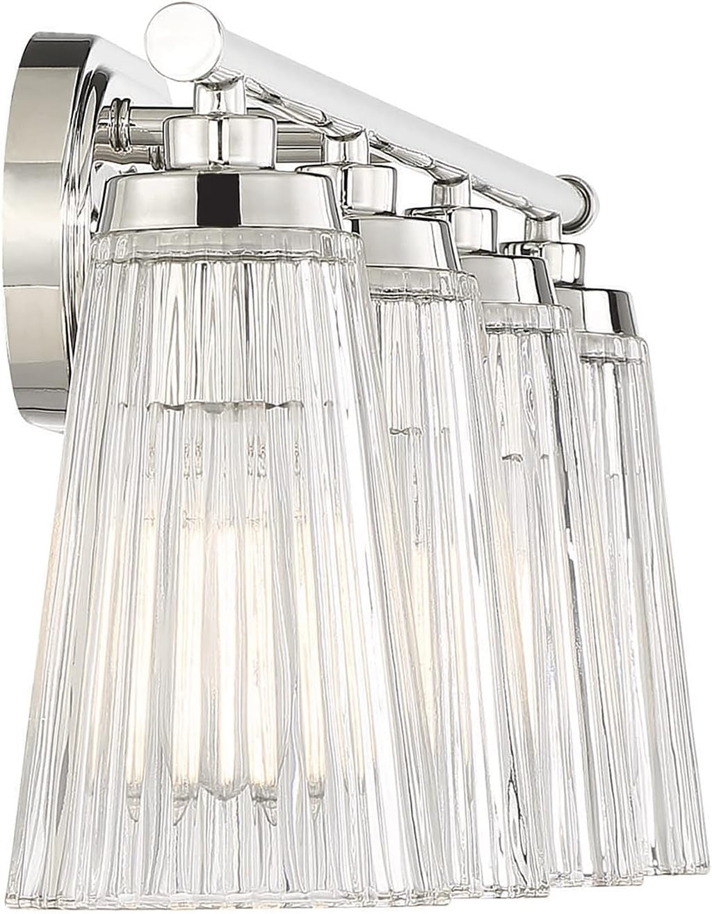 Savoy House 8-1745-4-109 Chantilly Vintage Traditional Clear Ribbed Glass Bathroom Vanity Light, 4-Light 240 Total Watts, 10' H x 31' W, Polished Nickel