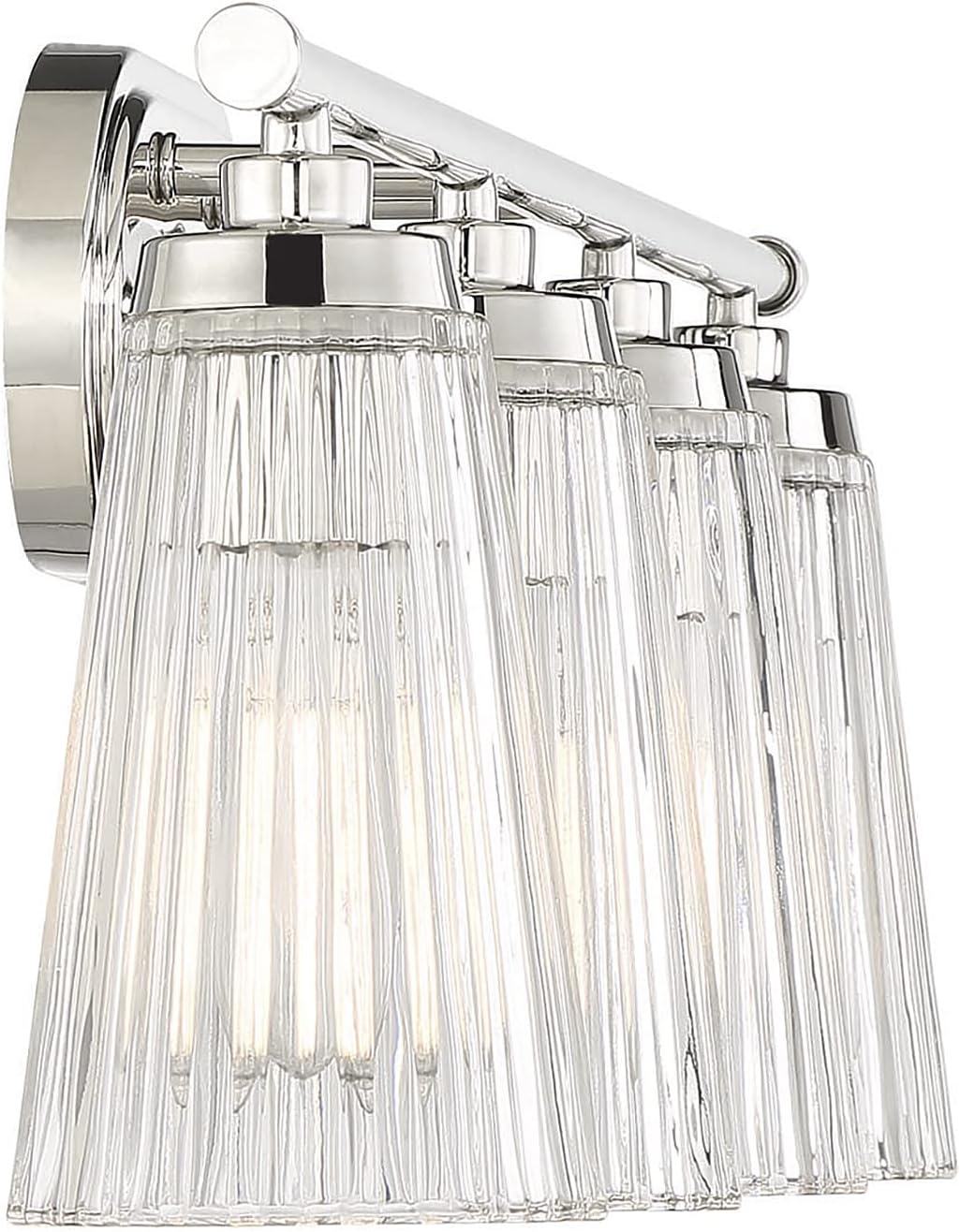 Savoy House 8-1745-4-109 Chantilly Vintage Traditional Clear Ribbed Glass Bathroom Vanity Light, 4-Light 240 Total Watts, 10' H x 31' W, Polished Nickel
