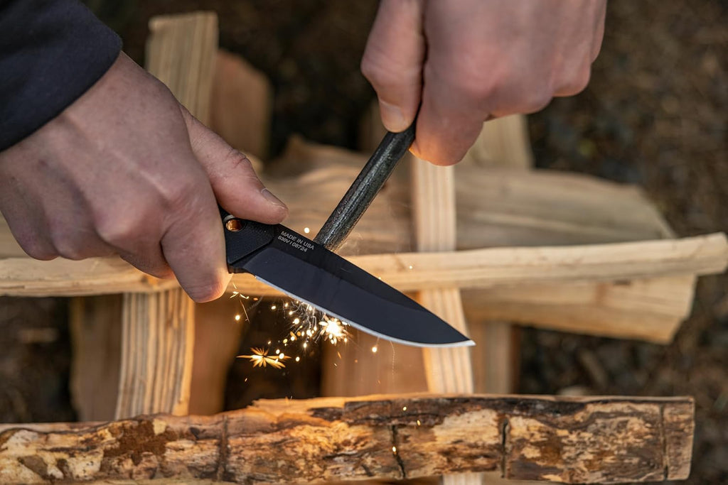 Gerber Gear Terracraft - Fixed Blade Survival Tactical Knife for Bushcraft, Camping, Outdoor & Hunting - Heavy Duty Full Tang Knife with Premium Leather Sheath - Made in USA - Black