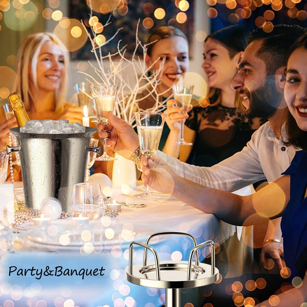 Ice Bucket with Stand Standing Champagne Bucket for Party Stainless Steel Wine Bucket Wine Cooler with Stand 5L Wine Chiller for Bar Ktv Weding