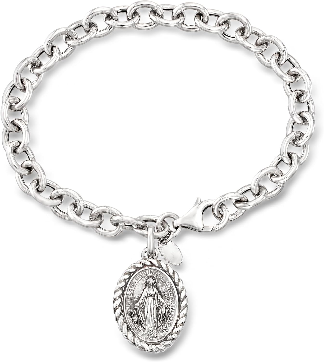 Ross-Simons Italian Sterling Silver Miraculous Medal Charm Bracelet