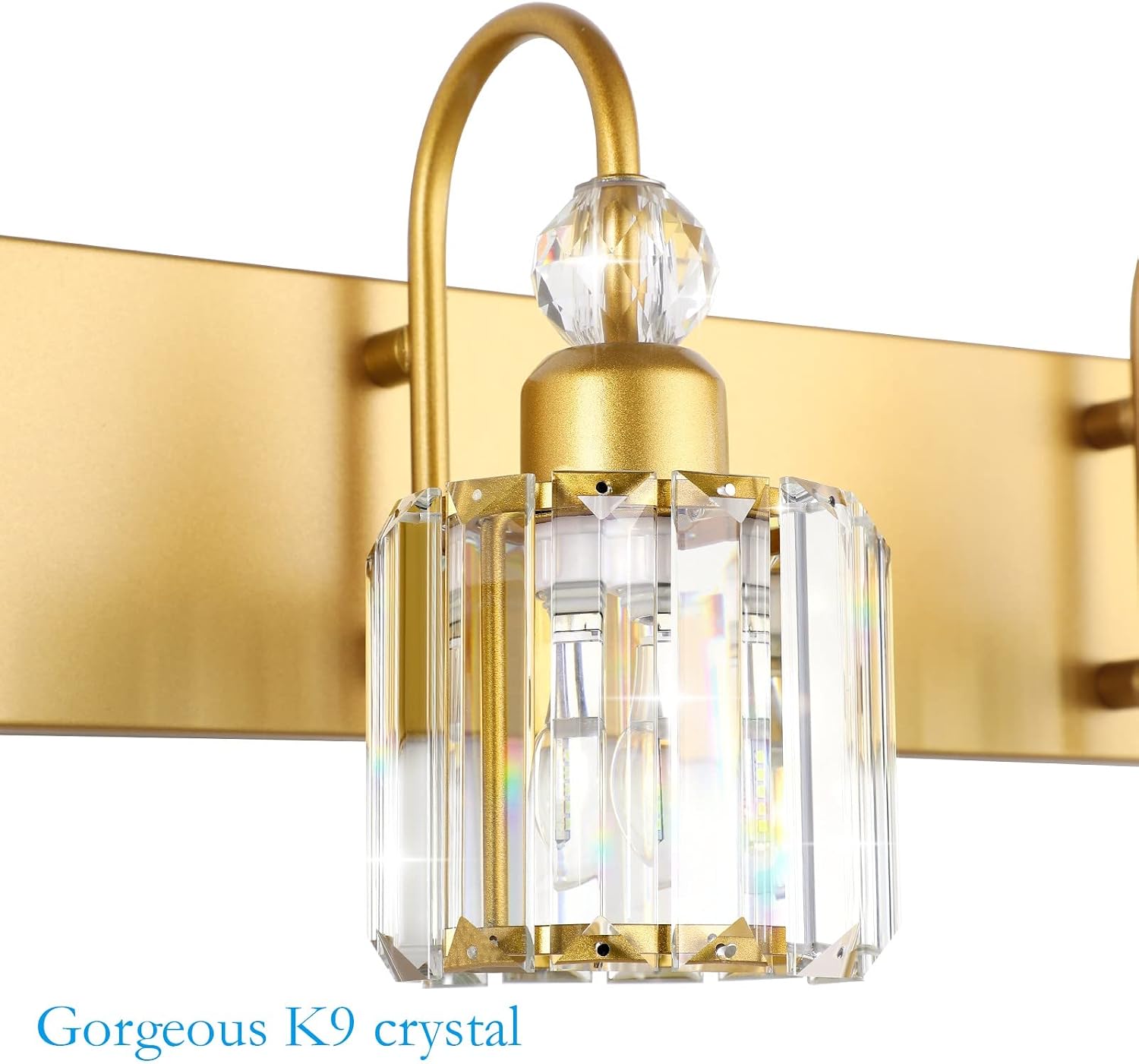 Ralbay Gold Vanity Lights 4-Lights Gold Crystal Bathroom Vanity Lights Over Mirror Modern Crystal Bathroom Wall Lighting Fixtures