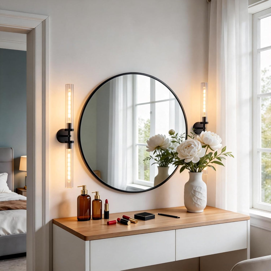 30 inch Bathroom Sconce Hardwired, Modern Bathroom Wall Sconce 2 Lights Vantiy Sconce Bathroom Vanity Light,Black Sconce for Mirror, Living Room, Bedroom, Hallway (E26 Bulb Included)