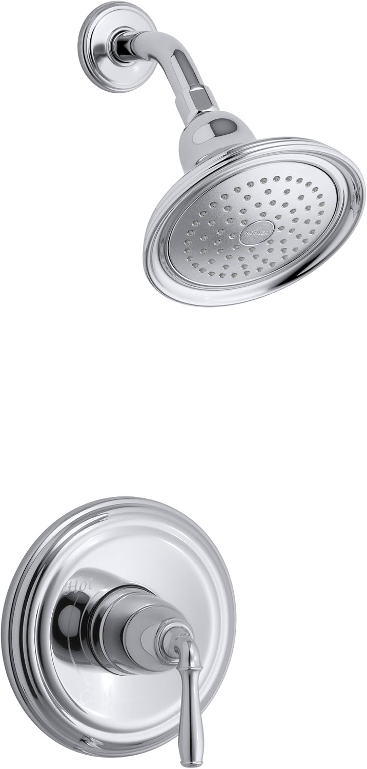 Kohler TS396-4-CP Devonshire(R) Rite-Temp(R) Shower Valve Trim with Lever Handle And 2.5 gpm Showerhead, Polished Chrome