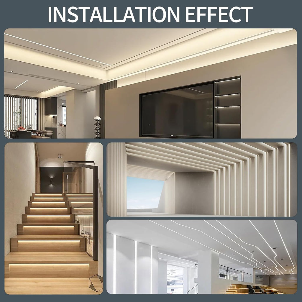 10 Pack Aluminum LED Channel 6.6FT/2M Plaster-in with Strip Diffuser and Milky Cover Tape Light Track LED Profile for Various Lighting Applications