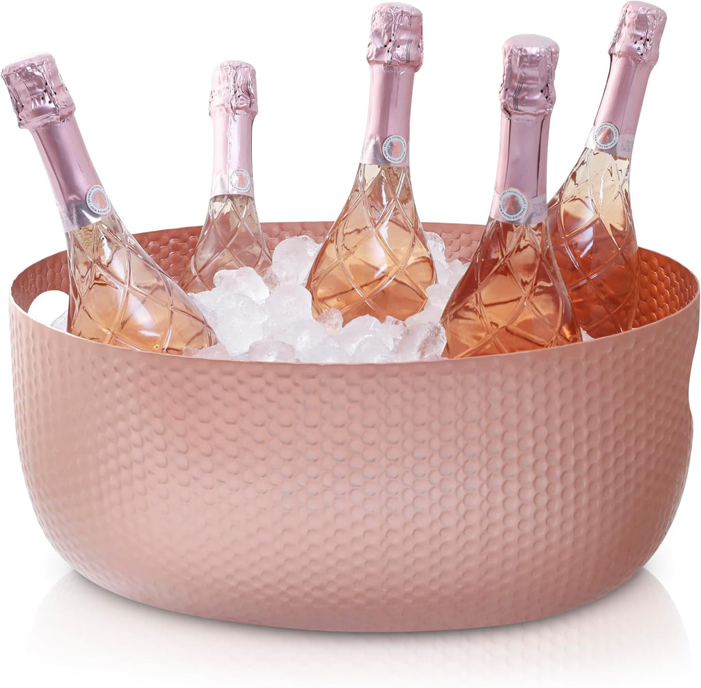 Gusto Nostro Large Beverage Tub for Parties - Metal Tub for Wine Bottles,Champagne,Beers - High Capacity Ice Bucket for Drinks - Extra Large Ice Buckets for Parties (22 qt) Outdoor Party Drink Bucket