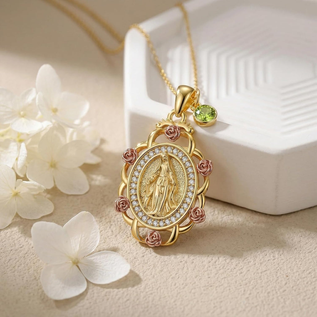 Sterling Silver St Michael/St Christopher/St Barbara/St Jude/St Dymphna/Virgin Mary Necklace Patron Saint Pendant Amulet Medal Religion Jewelry Gifts for Men Women