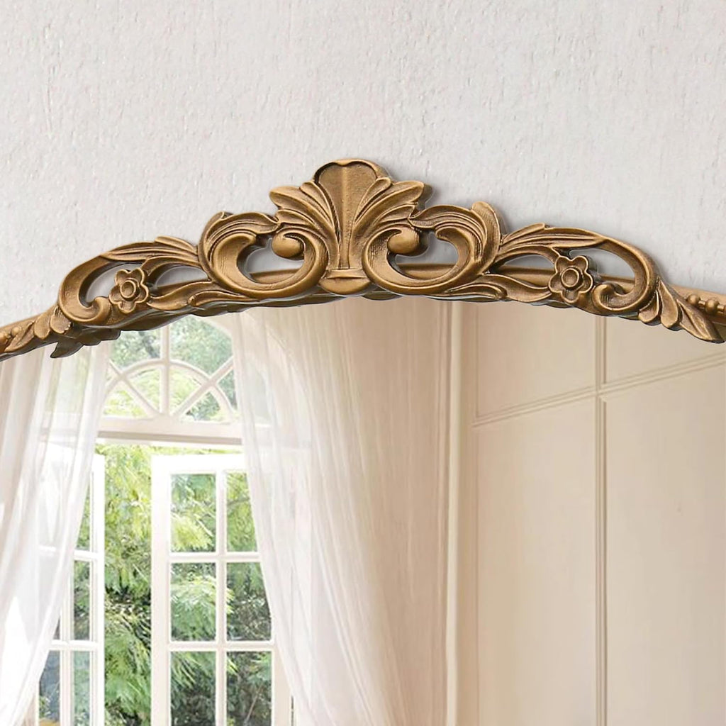 Micasso Vintage Wall Gold Mirror: 32'x24' French Baroque Antique Mirror - Traditional Ornate Decorative Arched for Wall/Bathroom/Entryway/Fireplace/Hallway - Home Decor for Living Room