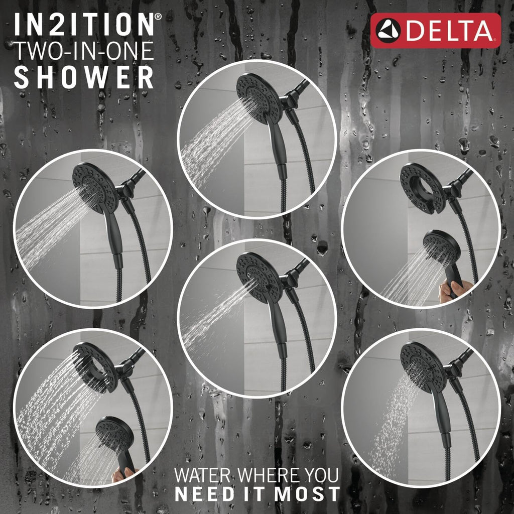 Delta Albion Bathtub Shower Faucet Set in Black 1.75 GPM, T144855-BL-I