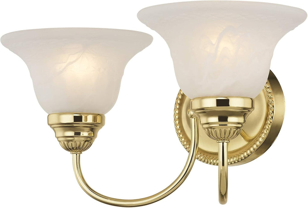 Livex Lighting 1532-01 Edgemont 2 Light Vanity Antique Brass with White Alabaster Glass