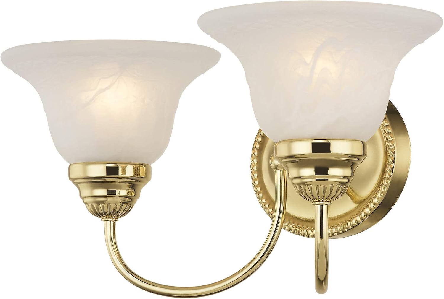 Livex Lighting 1532-01 Edgemont 2 Light Vanity Antique Brass with White Alabaster Glass